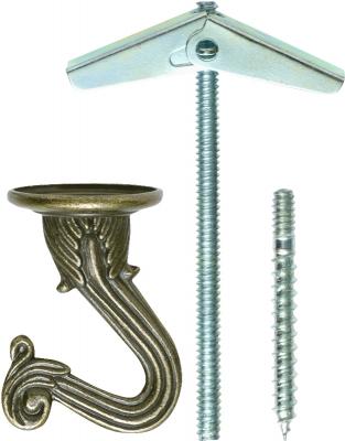 2pk Lamp Hook Antique Brass