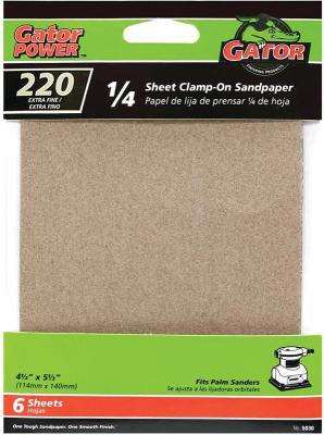 6pk 220G 1/4 Sheet A/O Sandpaper