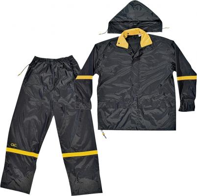 XXXL 3pc Nylon Rainsuit Black