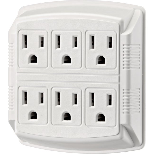 15A White 6 Outlet Adapter