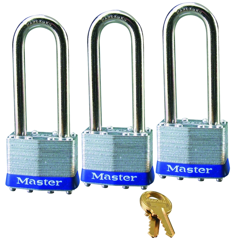 3pk Padlock Long Shackle