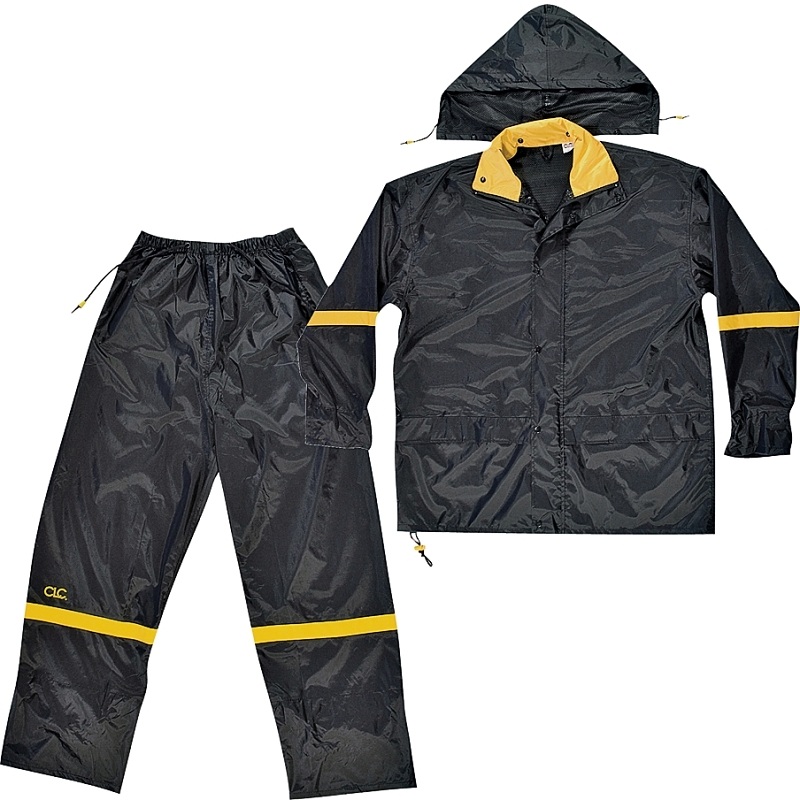 XXXL 3pc Nylon Rainsuit Black