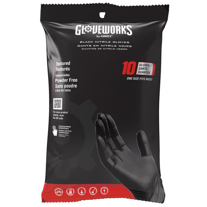 10pk Black Nitrile Glove