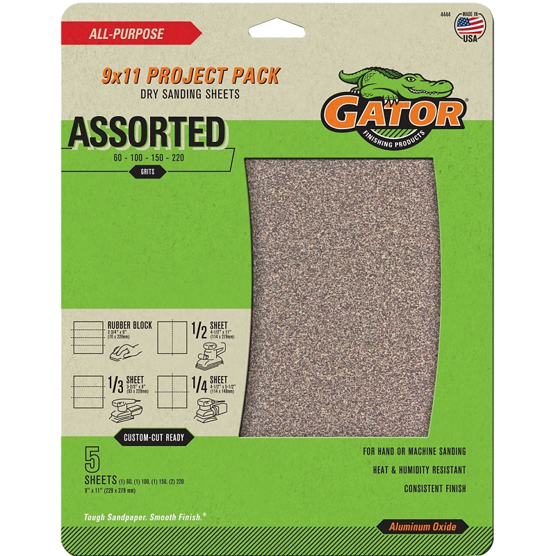 5pk Sandpaper Asst Alum Oxide