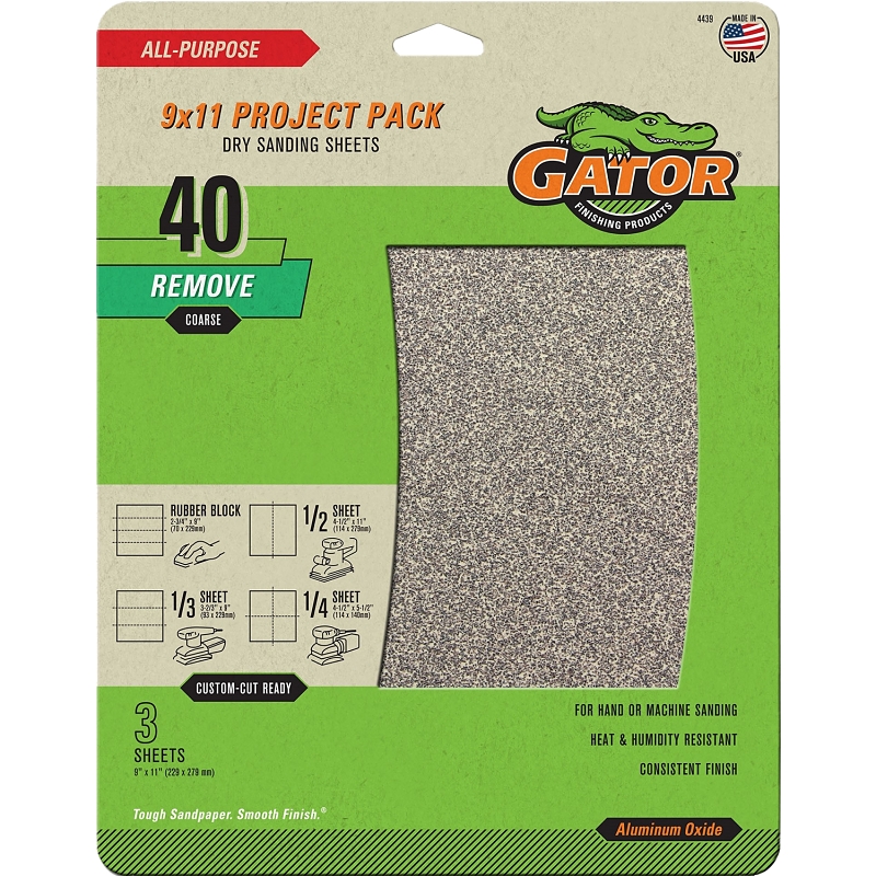 3pk 40G Sandpaper Alum Oxide