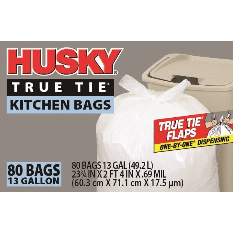 80ct 13gal White Trash Bag