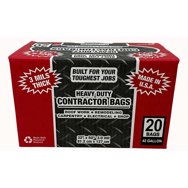 20pk 42Gal 3Mil Black Bag