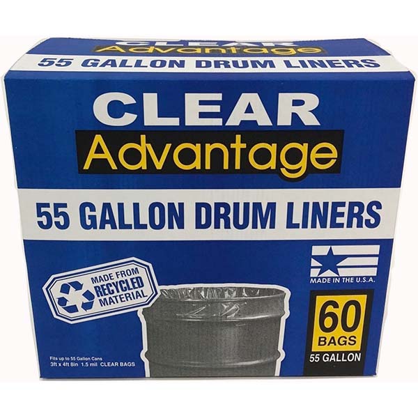 60pk 55Gal 1.5M Clear Trash Bag