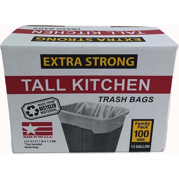 120pk 13Gal 1.2M White Trash Bag