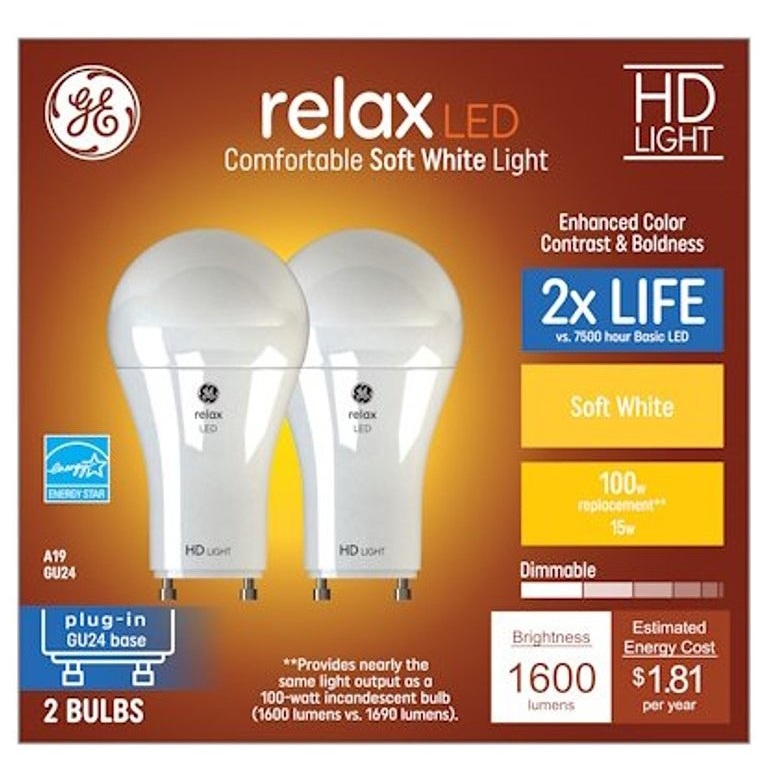 2pk 15W GU24 LED 2700K Bulb
