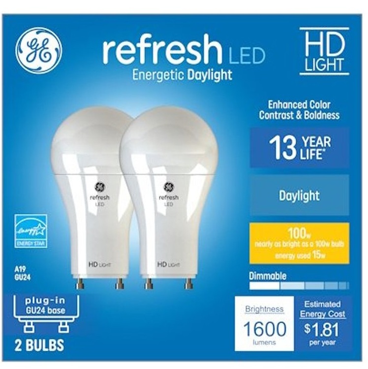 2pk 15W GU24 LED 5000K Bulb