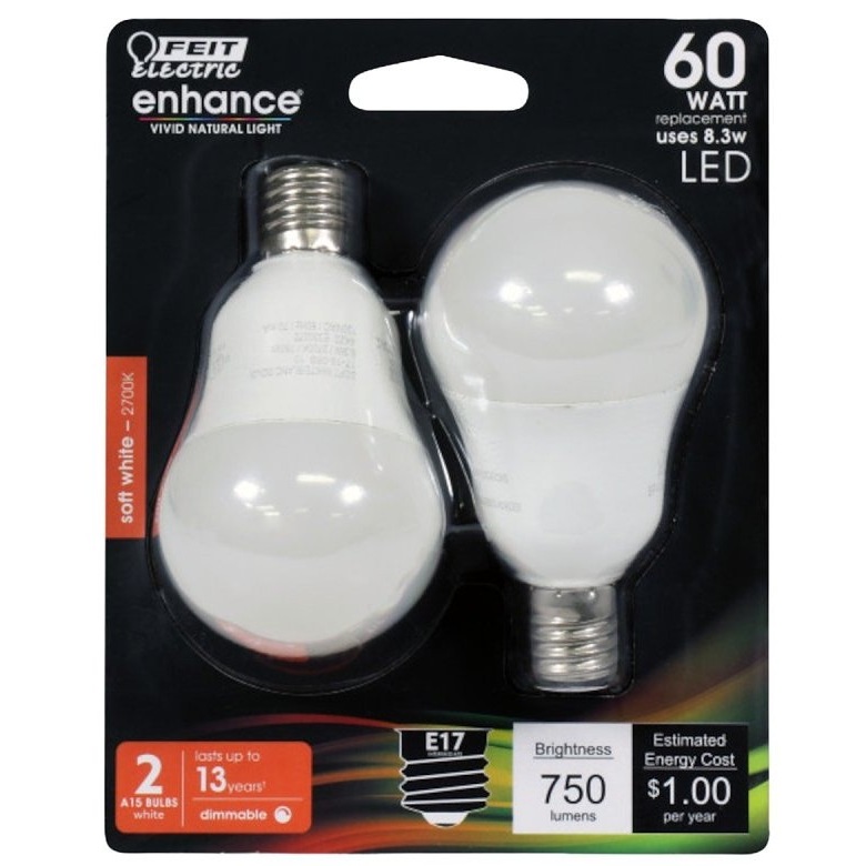 2pk 8.3W A15 5000K LED E17 White