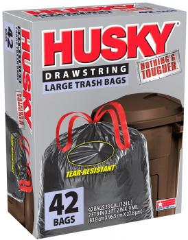 42ct 33gal .9Mil D/S Trash Bag