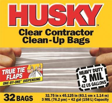 32ct 42gal Clear Contractor Bag
