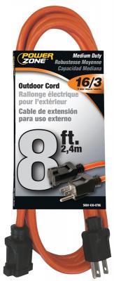 8' 16/3 Outdoor Ext Cord Orange