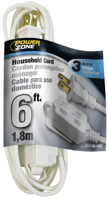 6' 16/2 White Ext Cord