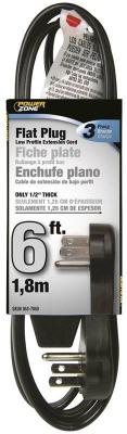 6' 16/3 Black Flat Ext Cord
