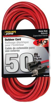 50' 14/3 Red Extension Cord