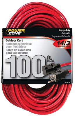 100' 14/3 Red Extension Cord