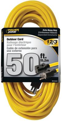 50' 12/3 Yellow Extension Cord