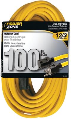 100' 12/3 Yellow Extension Cord