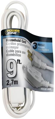 9' 16/2 White Ext Cord