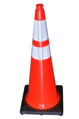 28" Safety Cone Orange & Silver